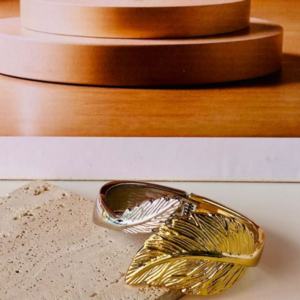 Bracelete Folha Bicolor Regulável