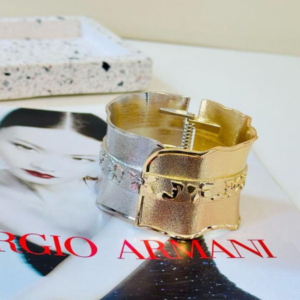 Bracelete Feminino Pulseira Larga Grossa Ajustável Folheado