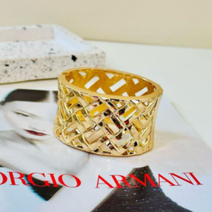 Bracelete Elegante Vazado Trançado Folheado