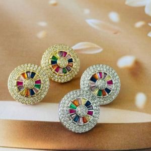 Brinco Minimalista Disco Pedraria Colorida