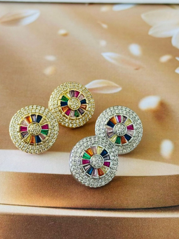 Brinco Minimalista Disco Pedraria Colorida