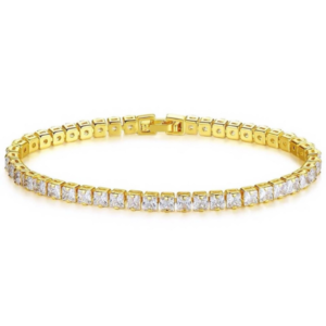 Pulseira Fina Dourada de Strass