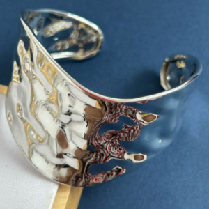 Bracelete Martelado Ajustável Prata