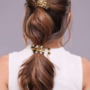 Laço de Cabelo Folheado Dourado
