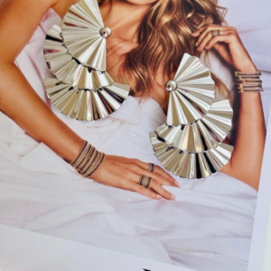 Brinco Leque Triplo Moda Blogueirinha