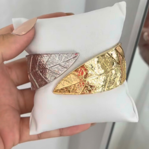 Bracelete Mescla Folha Moderno Bicolor