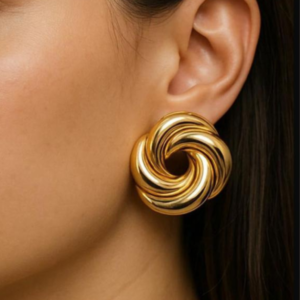 Brinco Rosa Grande Dourado