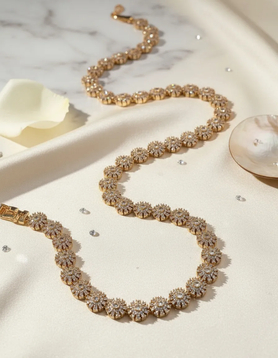 Colar Feminino Elegante com Cristal Prata e Dourado Design Sofisticado - Image 7