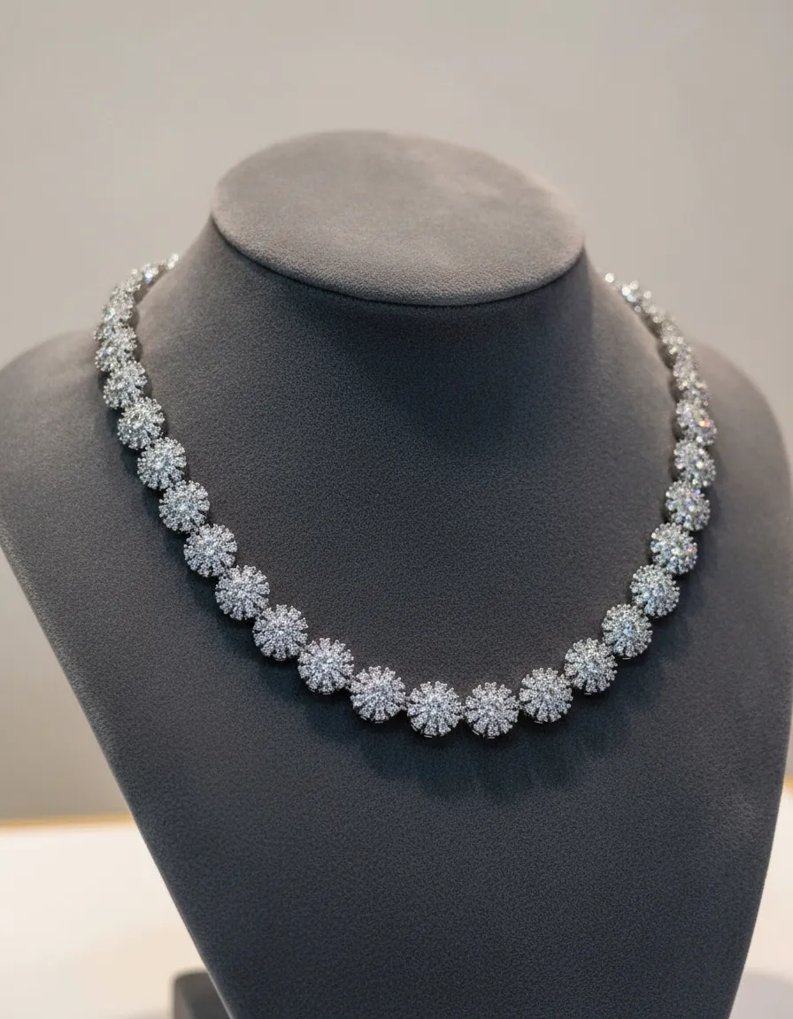 Colar Feminino Elegante com Cristal Prata e Dourado Design Sofisticado