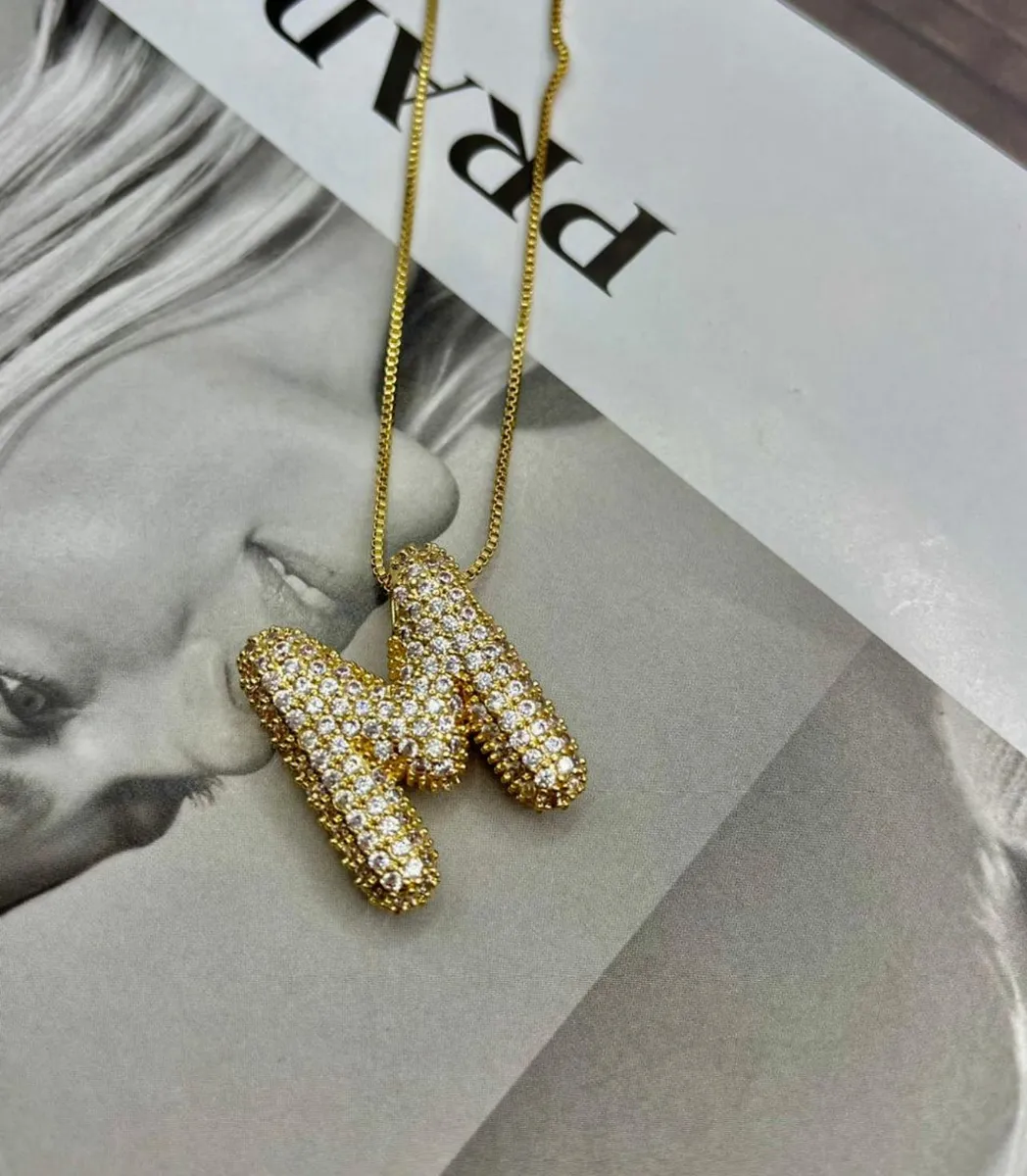 Colar Letra Bold Zircônia Banhada A A Z Banhado