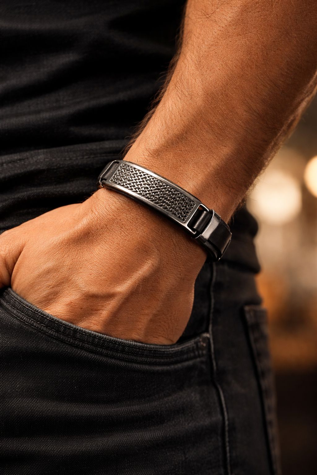 Pulseira Masculina Aço Inoxidável Ajustável