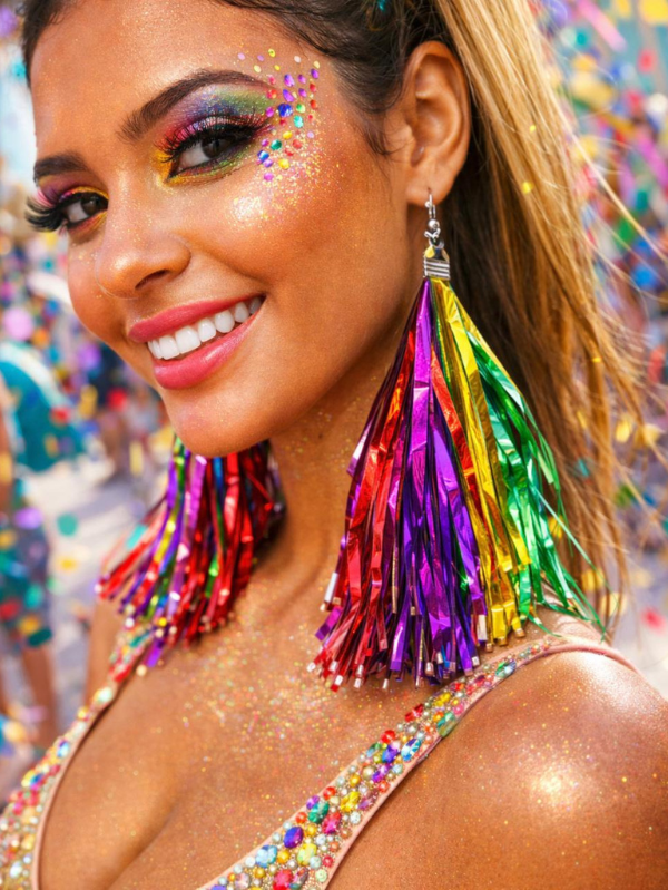 Kit 3 Unidades Brincos Fita Coloridos para Carnaval Atacado