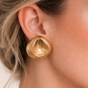 Brinco Maxi Orgânico Dourado Fosco Design Moderno
