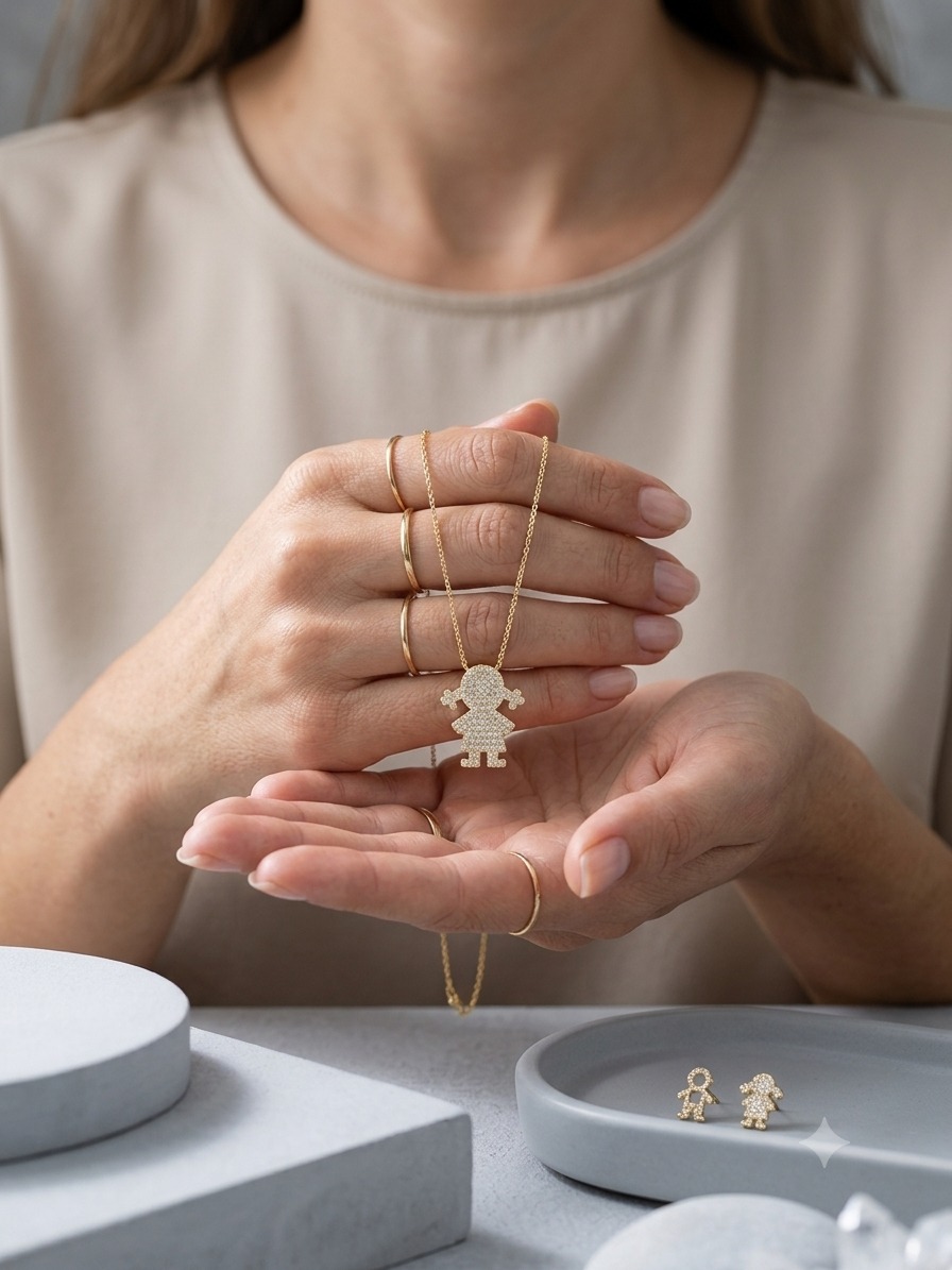 Colar Menina com Zircônias Dourado Delicado Feminino - Imagem 2