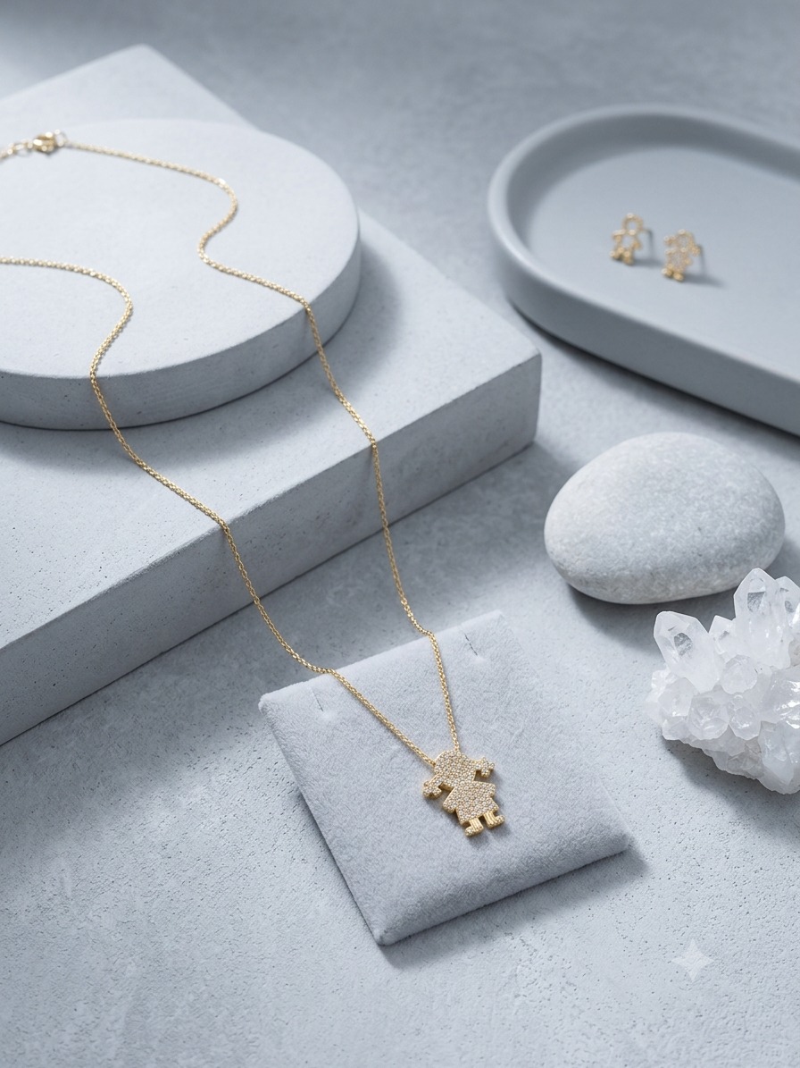 Colar Menina com Zircônias Dourado Delicado Feminino - Imagem 3