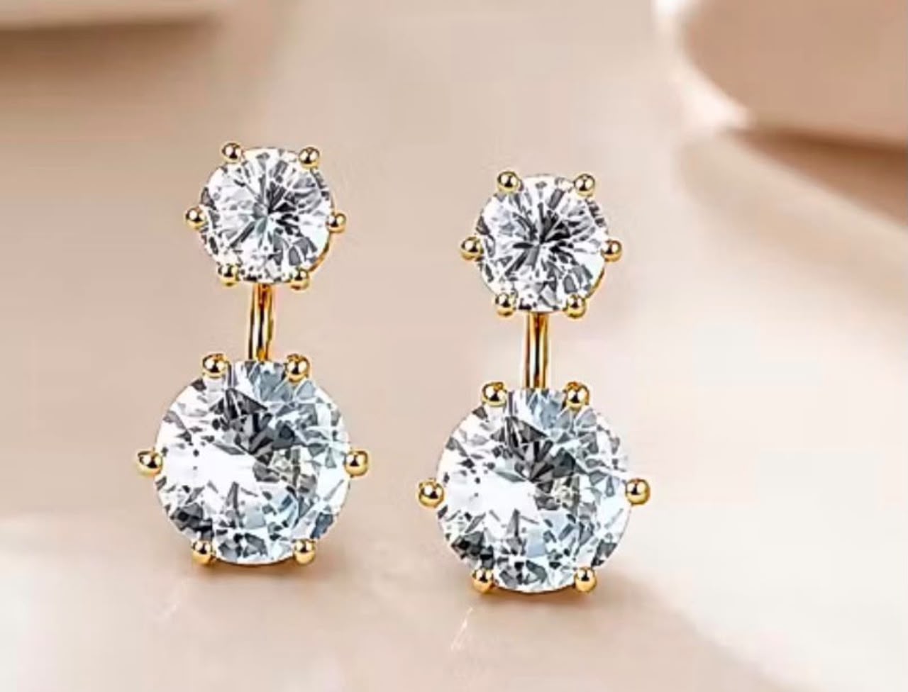 Brinco Duplo Zircônia Dourado Tendência Estilo Virgínia