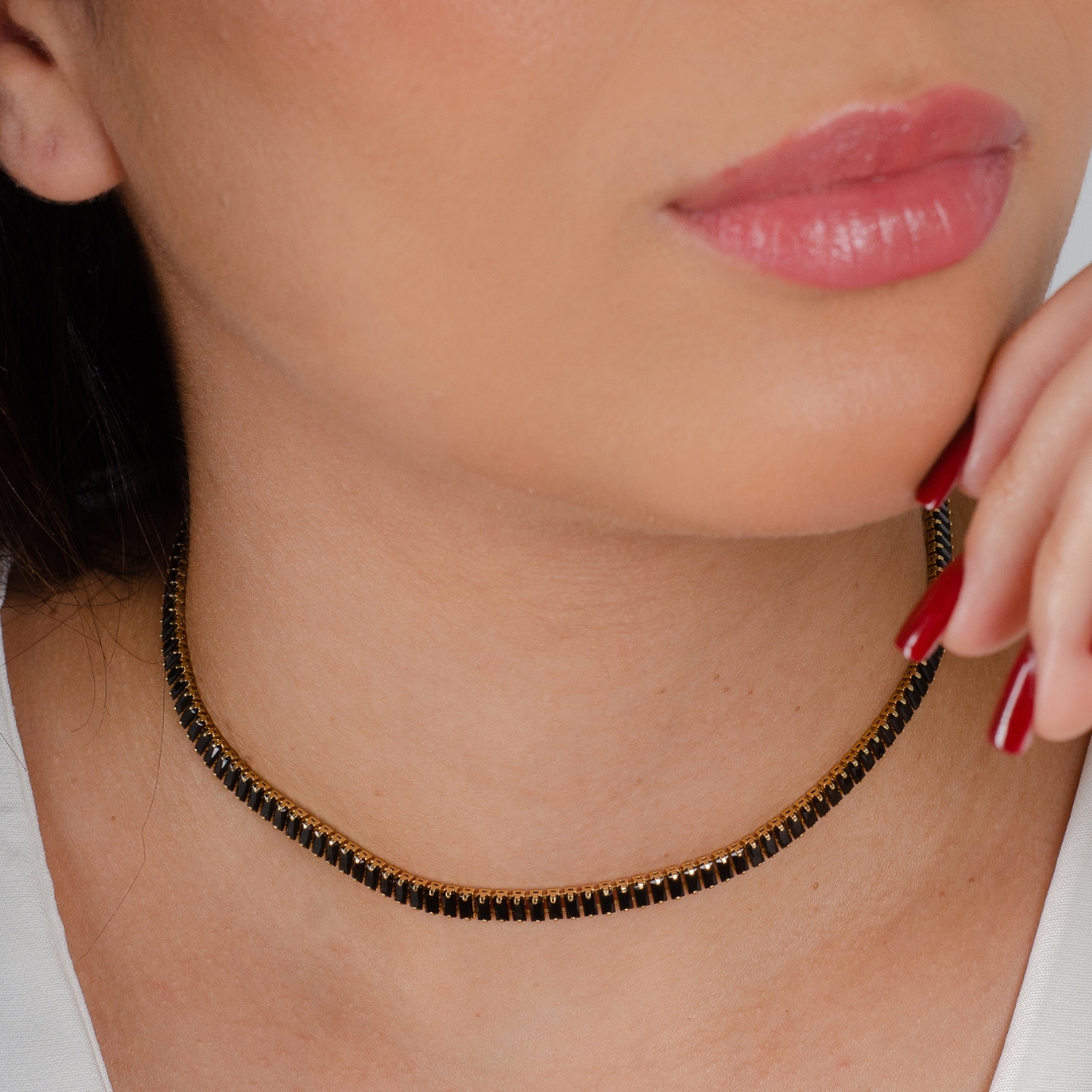 Colar Choker Riviera Zircônia Cristal Antialérgico 35cm - Imagem 5