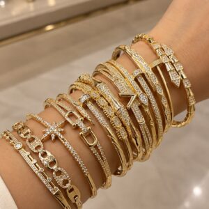 Bracelete Da Moda Dourado Cravejado Ajustável Escolha O Seu